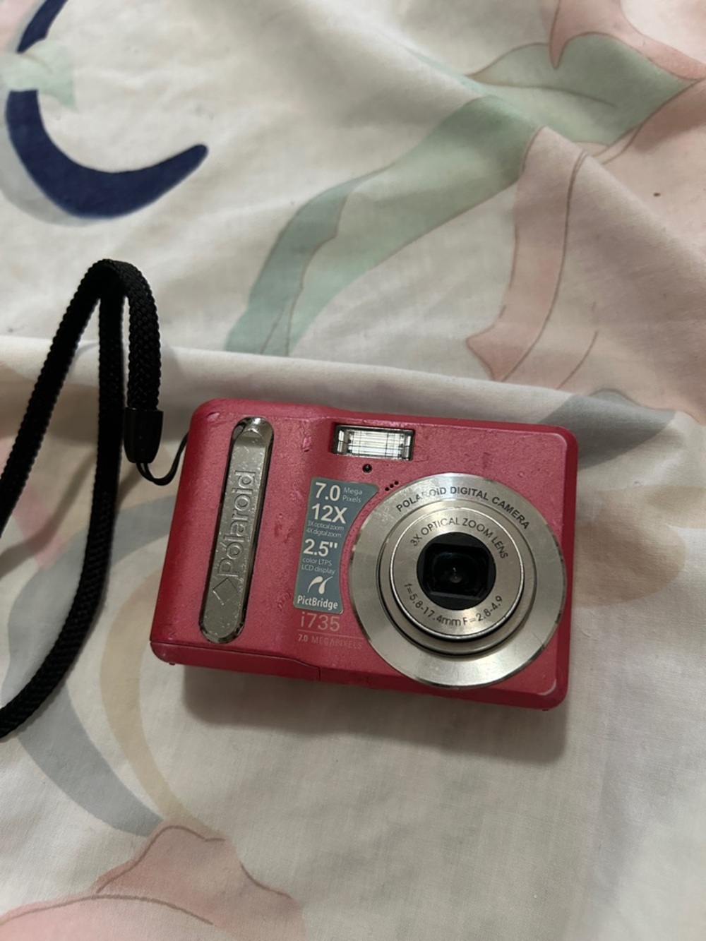 Polaroid Pink Compact Digital Camera with Wrist Strap sold for parts